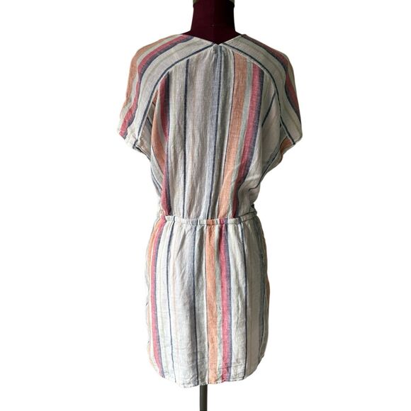 RAILS  Wren Linen Dress Cover Up  size S Marrakesh Pink Orange Blue Stripe Beach - Picture 4 of 10